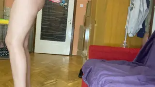 Blonde Tests Invisible G-String While Showing Hairy Bush