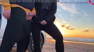 Secretary Bent Over Desk Then Beach Doggystyle