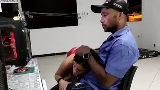 Latina Technician Gives a First-Time Blowjob on the Table
