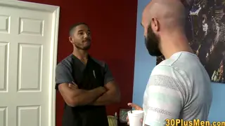 Muscular Black Doctor Gets Rimmed and Jerked Off at His Desk