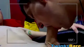 Inked Twink Swallows Cock Before Bareback Entry
