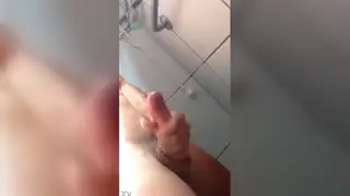 Buddy Steps Into the Bathroom for a Quick Session