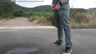 Guy Pisses on Public Road in Broad Daylight