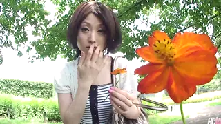 Hairy Japanese Beauty Takes a Stranger Deep Before a Creampie Finish