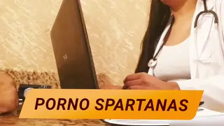Brunette Latina Doctor Rides Patient in Rough Office Exam