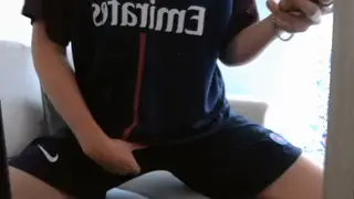 Muscular European Soccer Twink Jerks Off and Shows His Feet