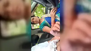 Indian MILF Gives Blowjob in Car Outdoors