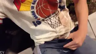 Exhibitionist Pisses and Rims in Stockings on a Busy Street