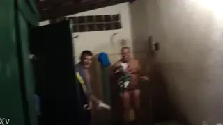 Mature Muscular Men Play in Club Locker Room