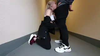 Blonde Wife Gives Deepthroat With Husband Nearby
