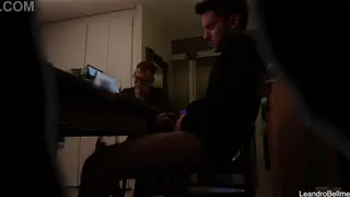 Hairy Bear Sucks Off Twink While Cuckold Husband Watches