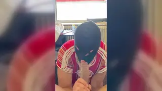 Curvy European in a Ski Mask Deepthroats a Monster Cock POV