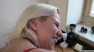 Blonde Neighbor Delivers Sloppy Deepthroat in POV Encounter