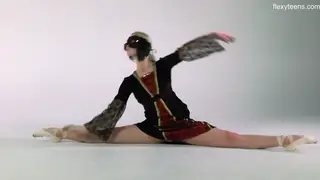 Ballerina Shows Flexible Moves in Gym Studio
