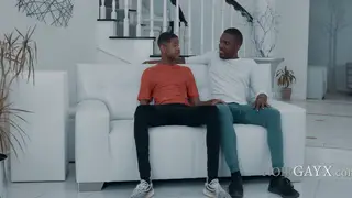Ebony Athletes Trade Blowjobs and Raw BBC Anal