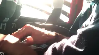 Guy Strokes His Cock Discreetly on a Moving Bus