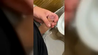 European Teen Strokes Uncut Cock in Club Toilet