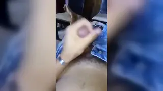 Amateur Man Works His Cock in Handheld Clip