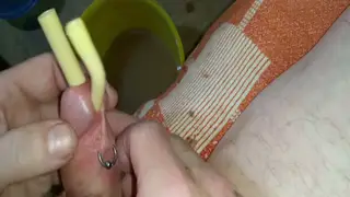Tattooed European Man Fills His Bladder With Pudding in Piss Play