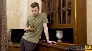 Hairy European MILF Rides Stepmom's Friend in Kitchen