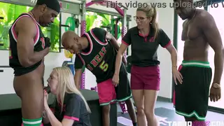 MILF Handles a Gym Gangbang with Three