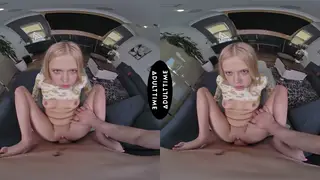Petite Blonde Deepthroats in VR POV