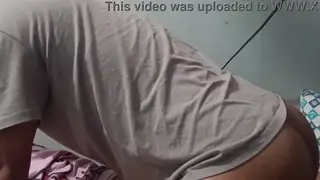Asian Wife Takes Her Husband from Behind at Home