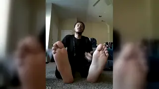 Solo Guy Shows Off His Feet in Close-Up