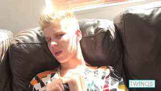 Blonde Teen Fingers Ass and Strokes on Couch