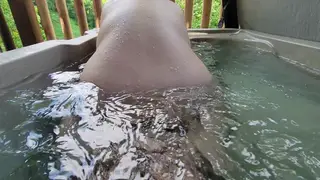 Pregnant BBW Takes Creampie in Outdoor Tub