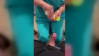Uniformed Nurse Milks a Donor in Hospital Roleplay