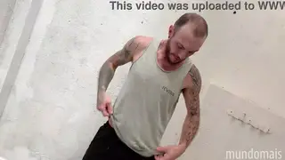Amateur Guy Strokes His Thick Cock in Behind-the-Scenes Clip