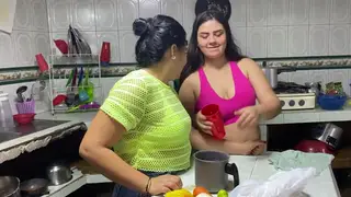Stepsister Drives Latina to Squirting Orgasm with Carrot