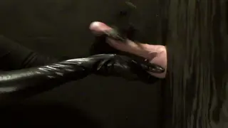Anonymous Handjob Through Gloryhole Ends in Cumshot
