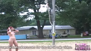 Busty Dancer Performs Outdoors at Nudist Resort