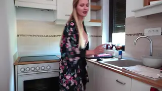 Blonde Bombshell Pleasures Herself by Window