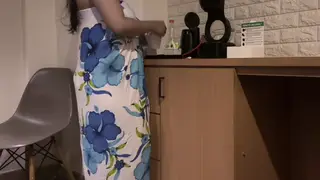 Voluptuous Asian MILF Pleasures Herself in Kitchen