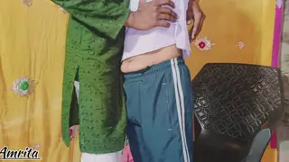 Indian Stepbrother-in-law Claims Petite Wife in Bathroom in the Bedroom