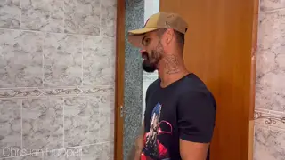 Hairy Latino Hunk Takes BBC Bareback from Delivery Stud