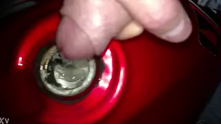 Guy Strokes His Cock on a Bike and Unloads a Thick Cumshot