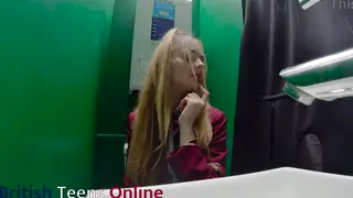 Busty Secretary Swallows at Office Gloryhole