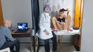 Redhead Latina Cheats During Gyno Exam While Husband Watches