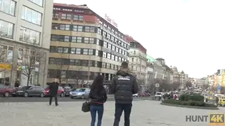 European Brunette Performs Blowjob While Husband Observes