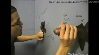 Pale Twink Services Dark Poles Through Gloryhole Wall