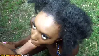 Ebony Amateur Takes Anal and Ass-to-Mouth Outdoors