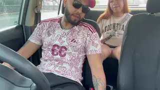Curvy Latina Driver Services Passenger In Parked Car