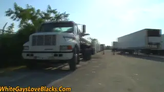Latino Amateur Kneels for Interracial Blowjob in Open Air