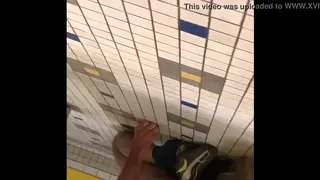 A Guy Cruises for Action in a Bathroom