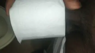 Hairy Bear Pisses in a Public Restroom Stall