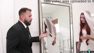 Redhead Bride Gags on Best Man's Cock in POV